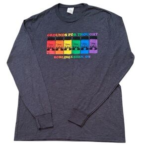 Grounds For Thought Bowling Green Ohio Rainbow Coffee Shop Long Sleeve M Shirt